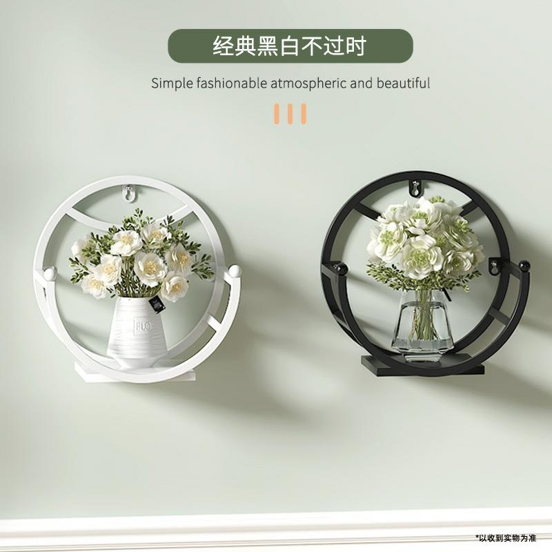 免打孔铁艺阳台壁挂式花盆架墙面花篮架高端客厅墙上绿萝置物花架