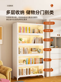 钢制书柜带门玻璃书架落地防尘铁皮手办展示柜家用储物柜收纳柜子 奶白色-三门【长100*宽30*高114.5cm】❤️高清展示❤️