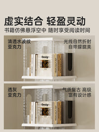 旋转书架置物架落地多层亚克力简易儿童图书绘本架角落展示柜书柜 【旋转底座款】3层（透色.透灰）