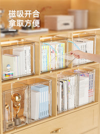 学生绘本收纳盒桌面书本书籍置物架透明塑料书柜仿亚克力书架书箱