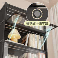 书架学生家用落地书柜储物柜子一体透明防尘书桌收纳置物架带柜门