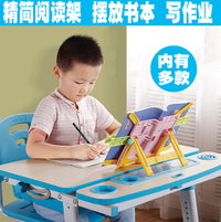 好姿视儿童多功能阅读架小学生固定书本桌面书桌书架可调节书夹书立架读书放书看书支架坐姿折叠架子绘本翻书 【加厚豪华款】-白色