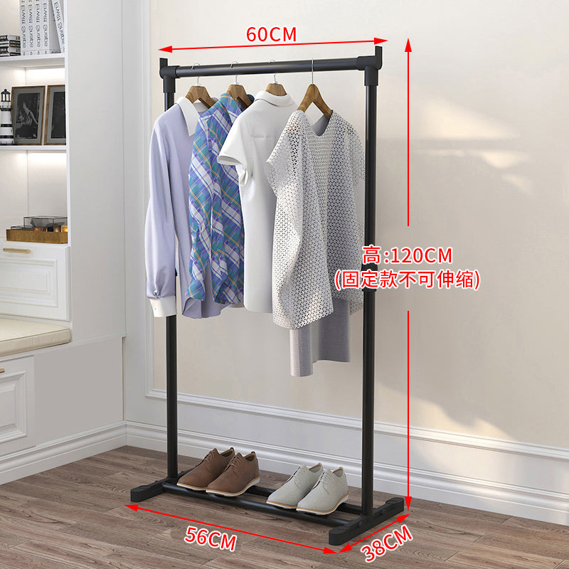 晾衣架落地挂衣架宿舍室内卧室学生晒衣架家用简易凉衣服架子 双杠（升级款）黑色-无轮子