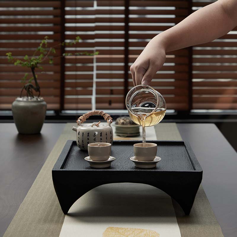 侘寂风家用飘窗炭化茶台干泡茶盘民宿榻榻米矮桌炕几柚木方形小茶
