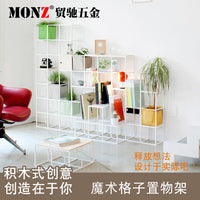 黑色屏风客厅置物架落地书架现代办公室隔断餐厅陈列展示架子拼接 十根价-黑色铝管