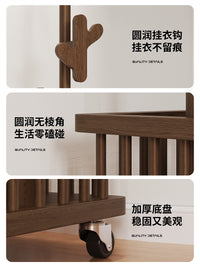 实木衣架落地衣帽架卧室客厅可移动家用房间衣服收纳脏衣篓挂衣架