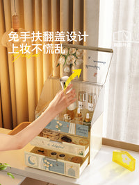 美世达化妆品收纳盒梳妆台护肤品置物架香水整理盒桌面防尘化妆箱