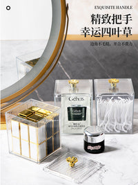 透明化妆棉收纳盒桌面梳妆台化妆盒家用防尘棉签粉扑盒杂物宿舍女
