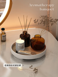 ins置物托盘香水香薰北欧圆杂物玄关钥匙桌面梳妆台化妆品收纳盒 方形-木质托盘