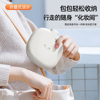 台式桌面化妆镜带灯led家用梳妆台补光学生宿舍高级感折叠镜子 【月光白】不带美妆灯-可折叠旋转
