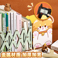 卡皮巴拉书立架桌面可伸缩书立创意书本收纳置物架带笔筒书夹固定书本立架学生用桌上折叠立书架高中生教室用 【卡皮巴拉】加大号书立