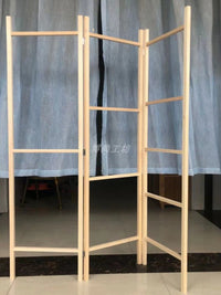 包邮实木框组合装饰木架折叠屏风绳编框现代简约饰品环保展示挂架 120*40cm的4扇连