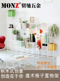 黑色屏风客厅置物架落地书架现代办公室隔断餐厅陈列展示架子拼接 十根价-黑色铝管
