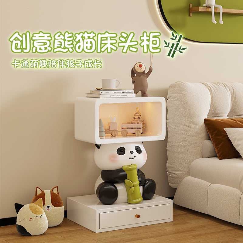 儿童房床头柜替代品创意小型极窄卡通可爱收纳柜储物柜卧室床边柜 小熊床头柜【抱花灯】