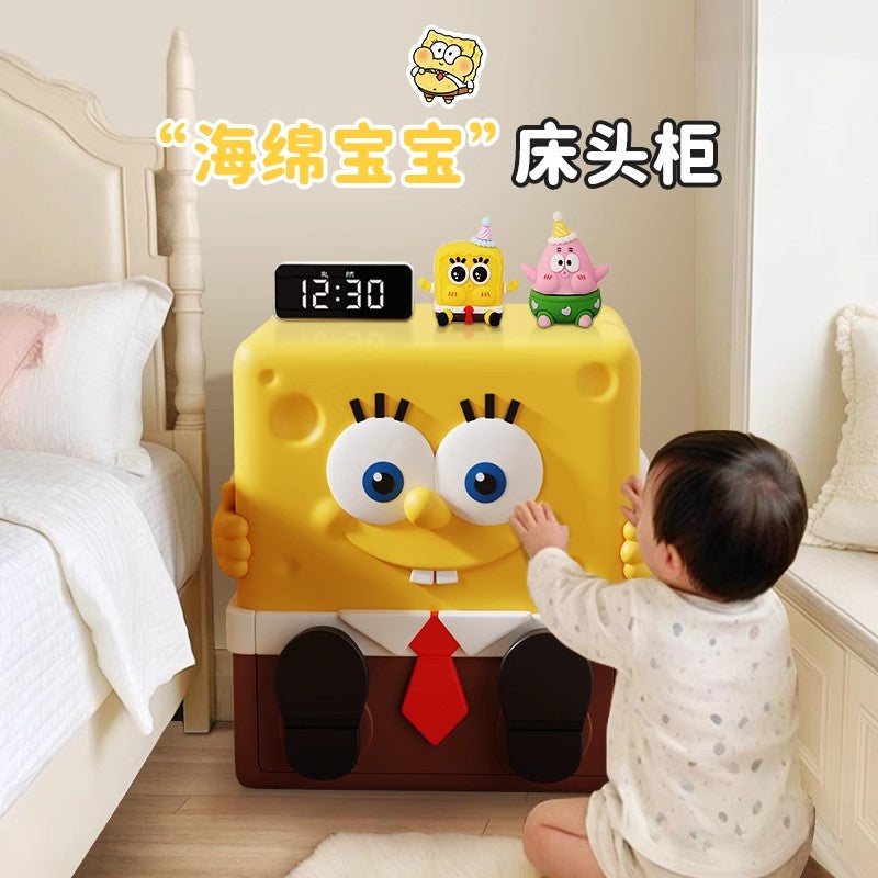海绵宝宝床头柜小型创意卧室床边几卡通柜子可爱儿童收纳柜置物架 海绵宝宝抽屉床头柜⭐可做边几收纳 整装（无需安装开箱即用）