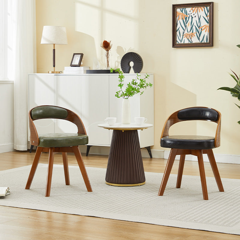 休闲办公椅旋转餐椅学生学习写字椅子舒适实木电脑椅家用书桌椅 A款靠背墨绿
