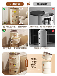 床头柜儿童家用卧室奶油风小型收纳柜子设计感小众创意圆形置物架