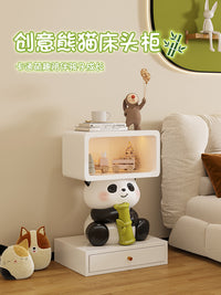 儿童房床头柜替代品创意小型极窄卡通可爱收纳柜储物柜卧室床边柜 小熊床头柜【抱花灯】