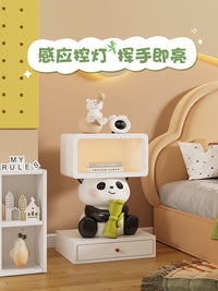 儿童房床头柜替代品创意小型极窄卡通可爱收纳柜储物柜卧室床边柜 小熊床头柜【抱花灯】