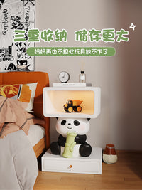儿童房床头柜替代品创意小型极窄卡通可爱收纳柜储物柜卧室床边柜 小熊床头柜【抱花灯】