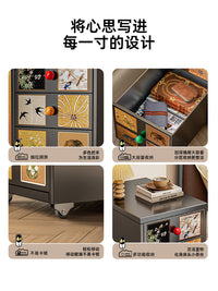 中古风卧室床头柜主卧复古风设计感小众家用金属床边柜创意收纳柜 ●萌趣童梦●长28X宽41X高48CM（加厚碳钢）