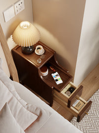极窄床头柜小型简约现代储物柜实木创意超窄夹缝柜床头置物架 胡桃色纯实木25cm【整装发货 送货入户】 整装（需自行安装四个脚）