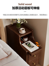 极窄床头柜小型简约现代储物柜实木创意超窄夹缝柜床头置物架 胡桃色纯实木25cm【整装发货 送货入户】 整装（需自行安装四个脚）