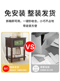 实木床头柜美式复古家用卧室小型床头收纳柜床边柜现代简约储物柜 白色-纯色无画 整装（需自行安装四个脚）
