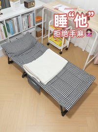 折叠床办公室小号午休午睡床家用多功能躺椅工位迷你不占地行军床 【四折款/床垫一体】68c千鸟格