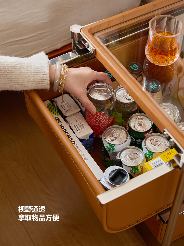 北欧樱桃木床头柜实木斗柜不锈钢储物柜客厅靠墙餐边柜置物收纳柜