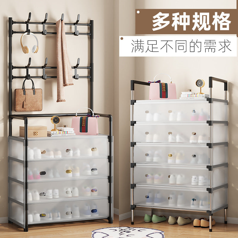 门口简易鞋架家用室内挂包收纳一体鞋帽架多层防尘鞋柜简约经济型