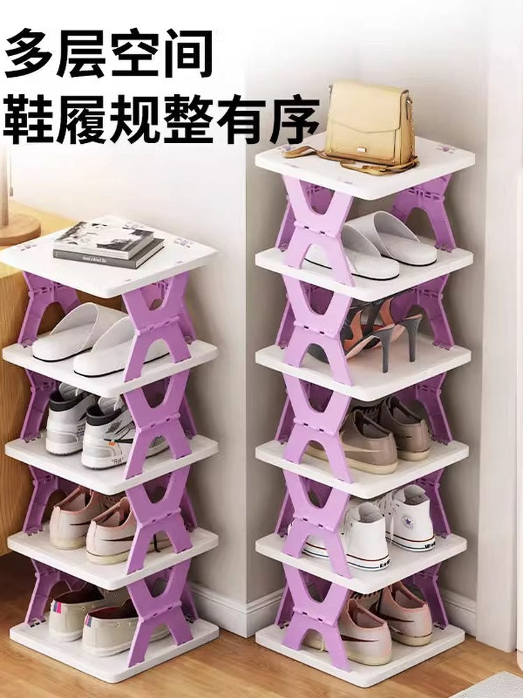 折叠鞋架多层鞋柜家用入户门口鞋架子收纳省空间神器简易鞋子收纳 灰色【 3层】可折叠⭐免安装