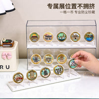 纪念币收藏盒金牌展示盒适用keep马拉松荣誉奖牌置物架吧唧收纳盒 常规盒子2个+支架托10个⭐送防倒胶*12粒