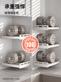 厨房置物架壁挂多功能墙上免打孔悬空放微波炉电饭煲电器收纳架子 【打孔/免打孔·双用】宽40长50cm⭐送4钩