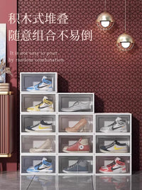 家用收纳盒简易鞋架鞋子收纳神器鞋柜塑料防尘透明鞋盒收纳鞋折叠