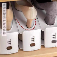 双层鞋托架鞋子收纳神器省空间家用鞋柜折叠存放收纳鞋架隔板鞋盒 升级高品质白色【10个装】可调节高度