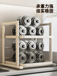 电饭煲置物架厨房多功能放电器烤箱锅架台面抽拉式微波炉收纳架子 滑轨抽拉【奶白大号66】层高可调