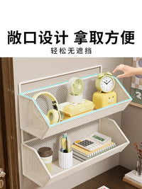 宿舍壁挂置物架多功能墙上收纳架学生床头杂物放置架双层挂架子 【挂钩款】白色双层小号