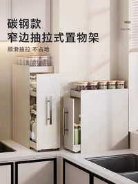 抽拉式调料品置物架厨房家用多功能调味料台面收纳柜架子盒窄边柜