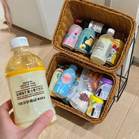 编织收纳篮厨房放菜筐蔬菜零食饮料置物架仿藤编收纳筐家用桌面