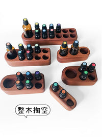 实木精油置物架 简约桌面整理盒木质收纳盒 多特瑞展示盒子整理架 圆孔小号【3格-特价】10-20mlml
