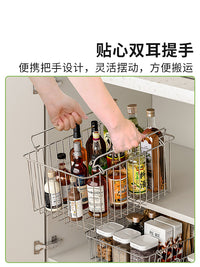 不锈钢浴室厨房收纳筐家用零食衣物收纳网篮桌面化妆品格子柜储物 深口大号收纳筐【304不锈钢】