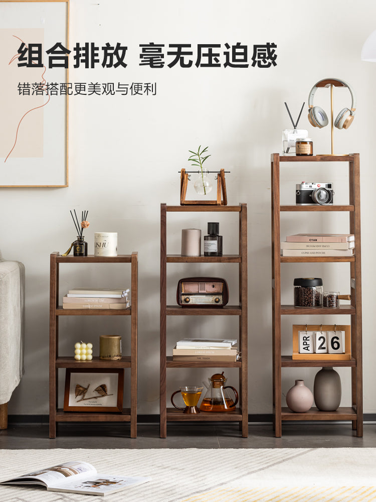 黑胡桃实木鞋架家用多层门口收纳架子置物架学生书架简易小窄鞋柜 北美黑胡桃木（6层）