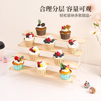 甜品台展示架小蛋糕纸杯摆件摆台零食置物收纳架木质阶梯式点心架 二层长20cm✅（送安装工具 破损包补）