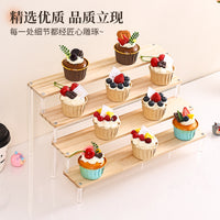甜品台展示架小蛋糕纸杯摆件摆台零食置物收纳架木质阶梯式点心架 二层长20cm✅（送安装工具 破损包补）