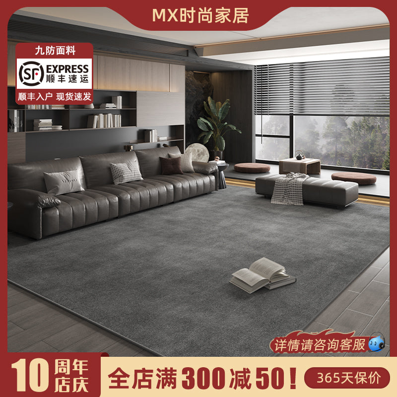 2025新款客厅地毯纯色沙发茶几毯轻奢高级床边毯免洗房间防滑地垫 墨汁【升级九防面料】 100*160cm[小沙发推荐]