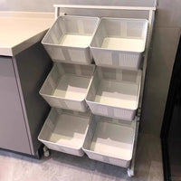 家用厨房小推车置物架多层水果蔬菜篮子收纳筐客厅落地零食储物架 【ins奶油风首选】白色3层6篮 ⭐小红薯推荐
