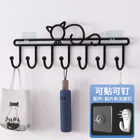 门口壁挂墙上衣帽架帽子外套挂衣服架卧室挂免打孔家用收纳挂包架 可爱松鼠-黑【可钉可粘-壁挂衣帽