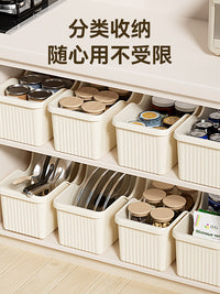 厨房锅具收纳盒桌面零食置物架家用橱柜收纳神器锅盖下水槽储物架 【到手1个】奶油黄加大款_带滑轮