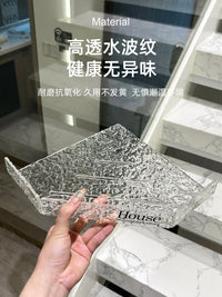 浴室置物架免打孔亚克力卫生间厕所洗手洗漱台墙上壁挂三角收纳架 冰川纹三角篮-单层带杆